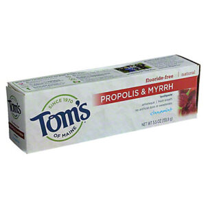TOMS OF MAINE Toothpaste, Fluoride-Free, Propolis & Myrrh, Cinnamint – 5.5 Ounces