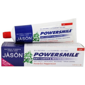 JASON Power Smile Toothpaste, with Fluoride Anti-Cavity & Whitening, Powerful Peppermint, Gel – 6 Ounces