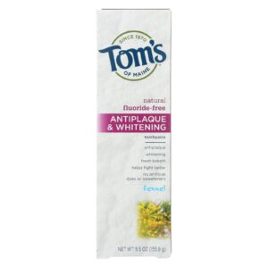 TOMS OF MAINE Antiplaque and Whitening Fluoride-Free Natural Fennel Toothpaste – 5.5 Ounces