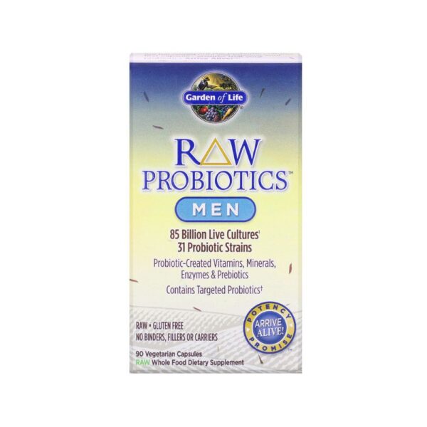 GARDEN OF LIFE Raw Probiotics, Whole Food, Men – 90 Caps