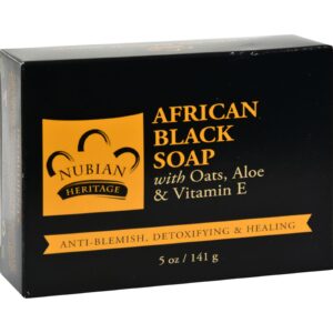 NUBIAN HERITAGE, African Black Bar Soap, with Oats, Aloe & Vitamin E- 5 oz