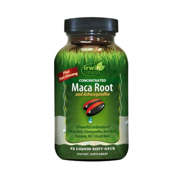 IRWIN NATURALS Maca Root Concentrated Plus Red Ginseng & Ashwagandha, 75 Softgels