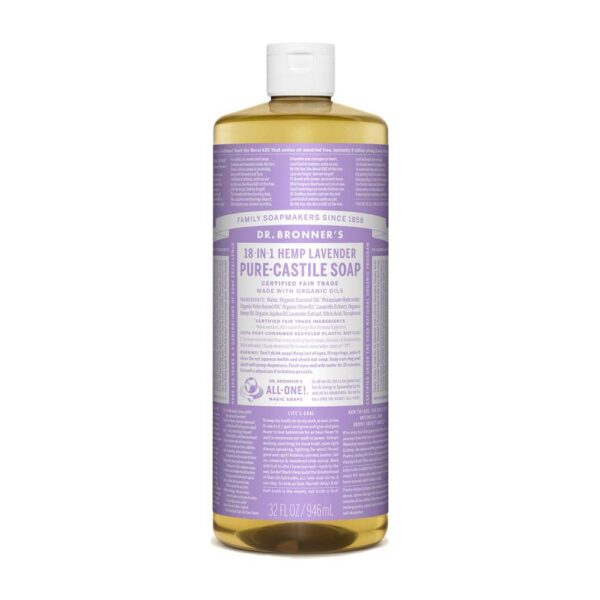 DR BRONNERS Soap, Pure-Castile, 18-in-1, Lavender – 32oz